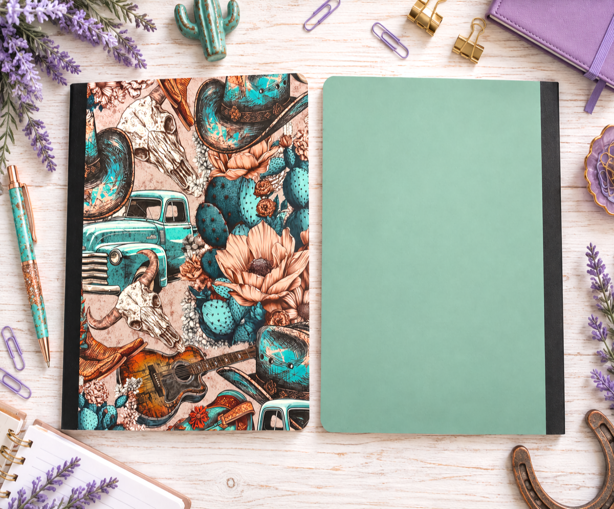 Decorative Vinyl Covered Composition Notebook Western Collage