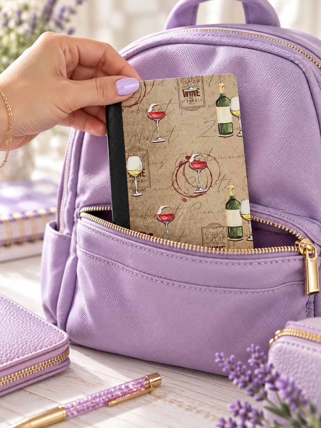 Decorative Vinyl Covered MINIATURE Composition Notebook Wine 2