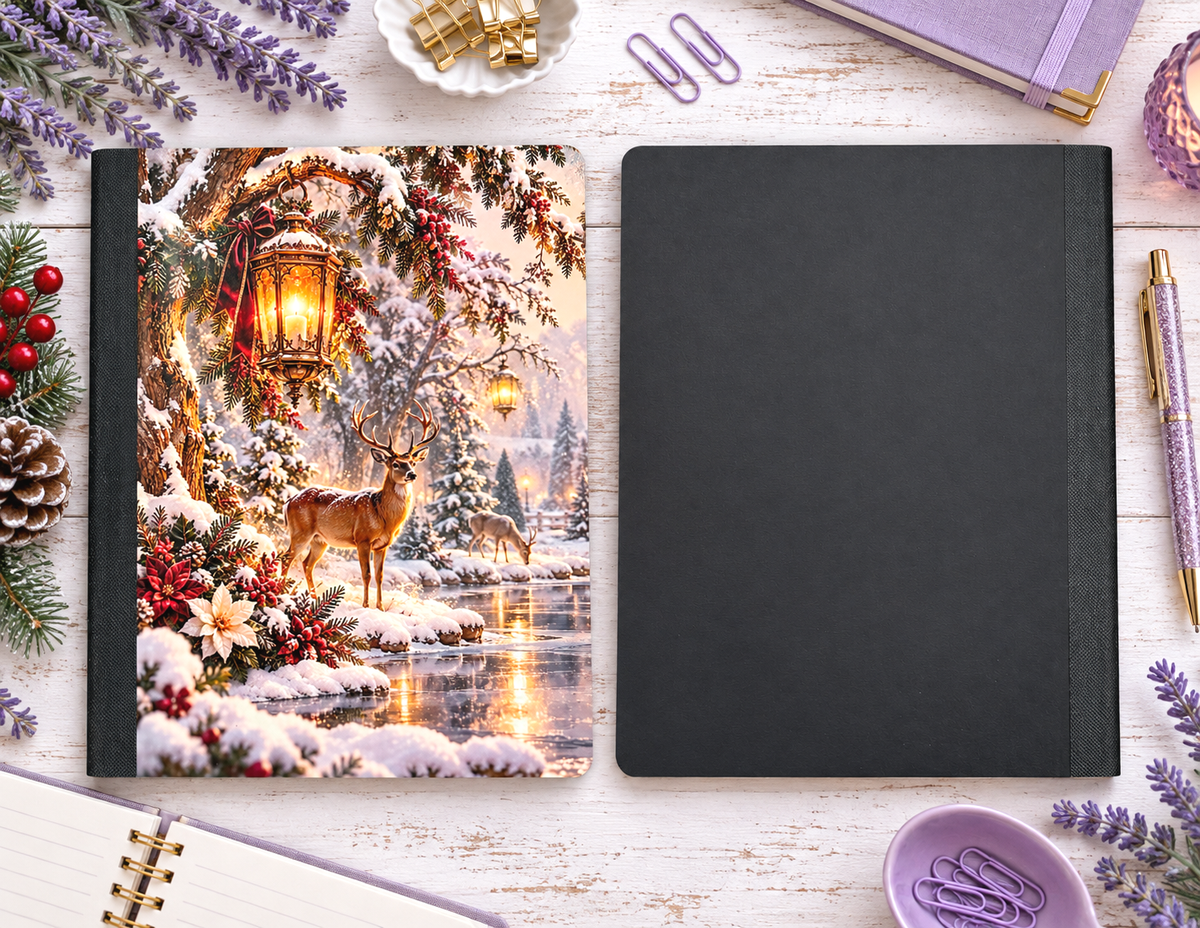 Decorative Vinyl Covered Composition Notebook Christmas Deer