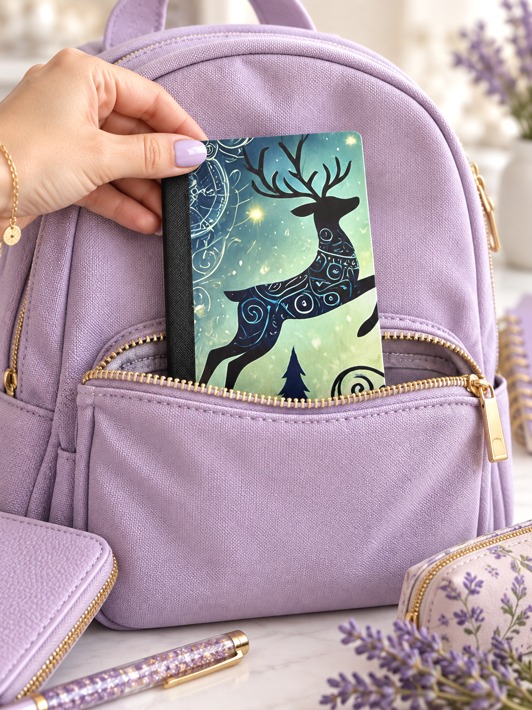 Decorative Vinyl Covered MINIATURE Composition Notebook Holiday Deer