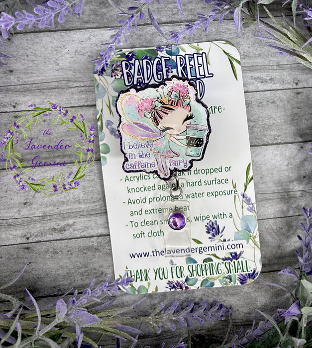 Handmade Coffee Fairy ID Badge Reel