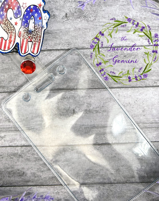 Handmade Patriotic USA ID badge reel