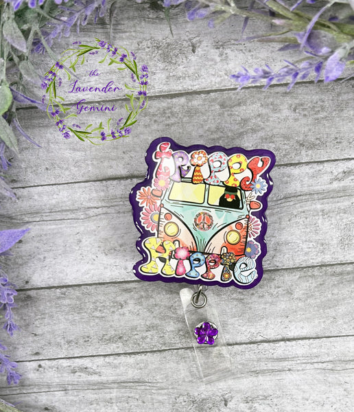 Handmade Trippy Hippy Badge Reel