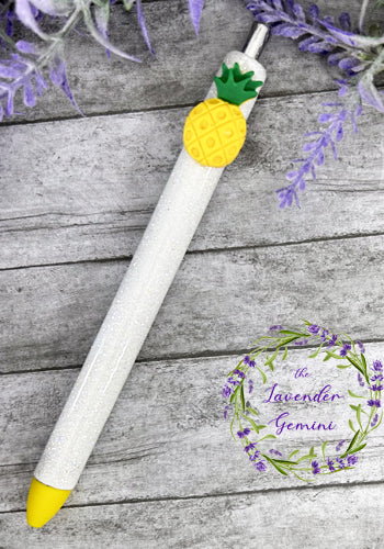 Handmade Summer Pineapple glitter pen with free refill