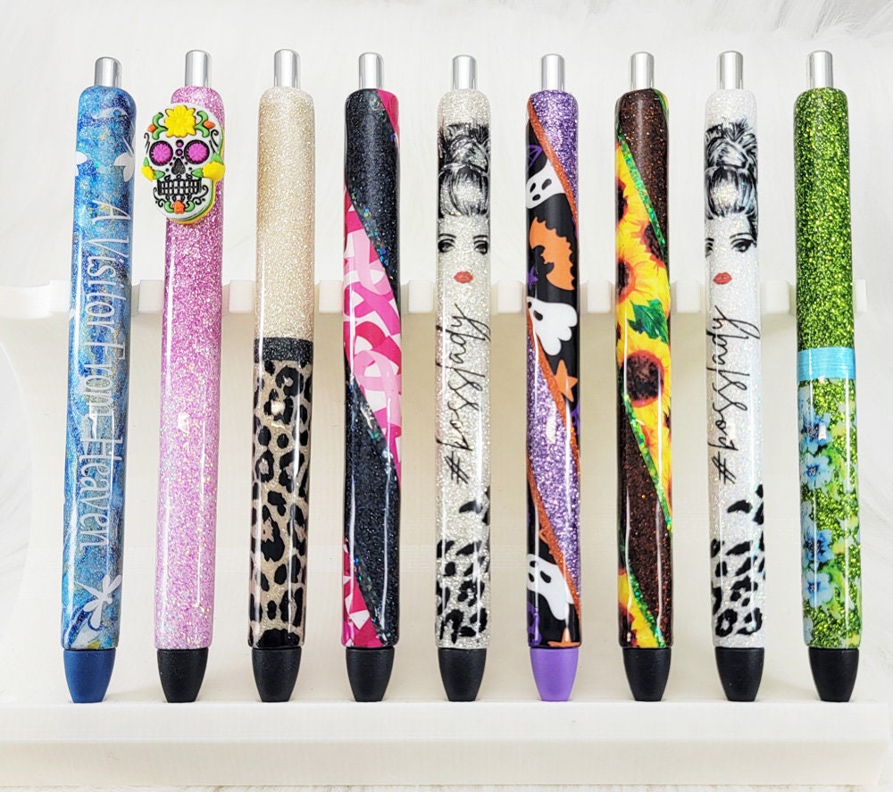 Handmade Boho Rainbows on dark brown glitter Washi Tape pen with free refill