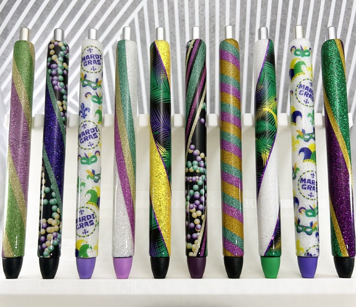Handmade Mardi Gras Feathers Washi Tape glitter pen with free refill