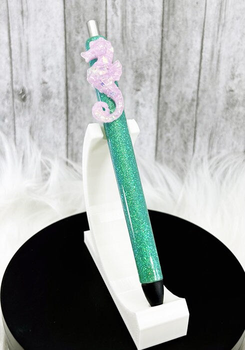 Handmade Seahorse glitter pen with free refill