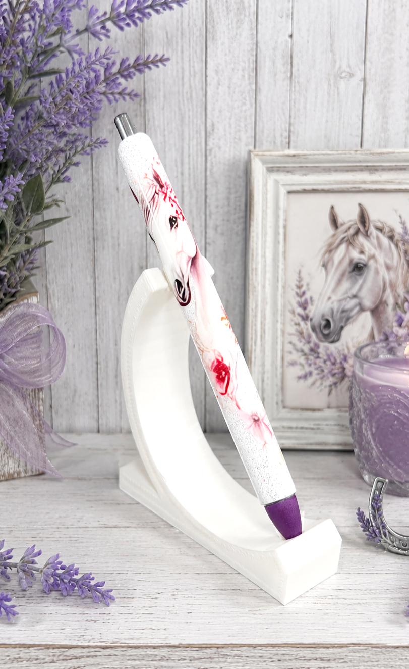 Handmade Horse with flowers glitter pen with free refill 1