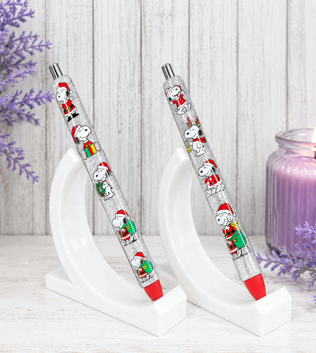 Handmade Snoopy Christmas glitter pen with free refill