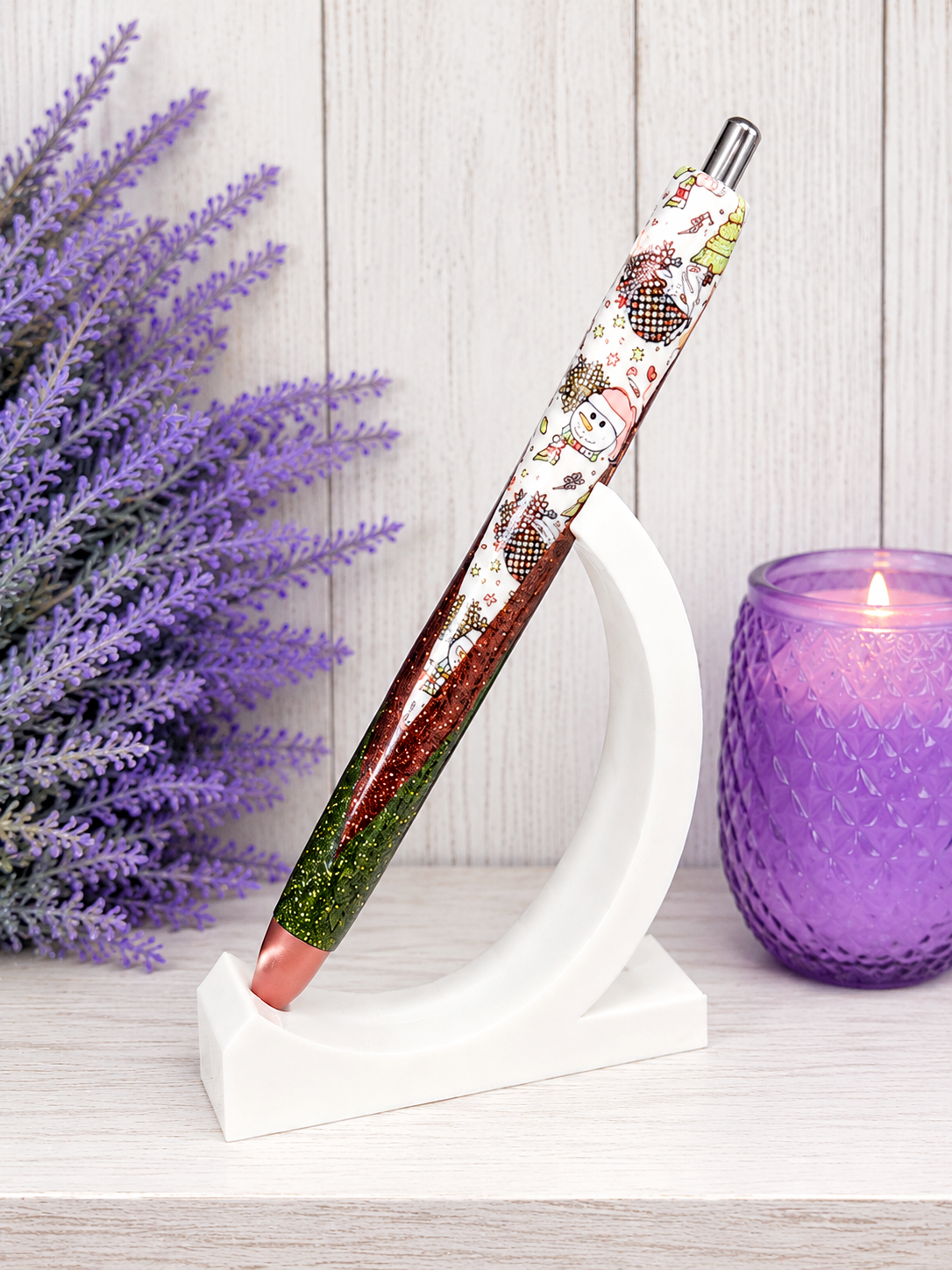 Handmade Retro Snowmen glitter pen with free refill