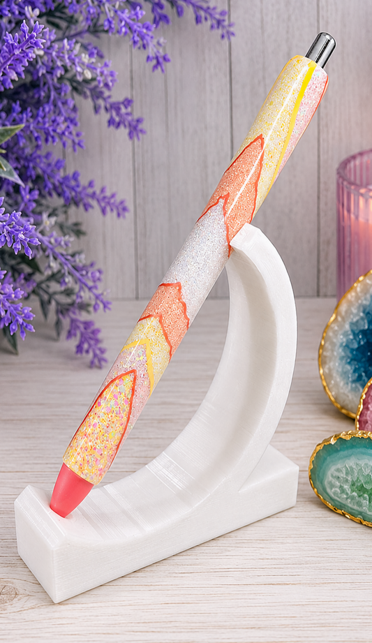 Handmade Pastel Oranges Geode design glitter pen with free refill