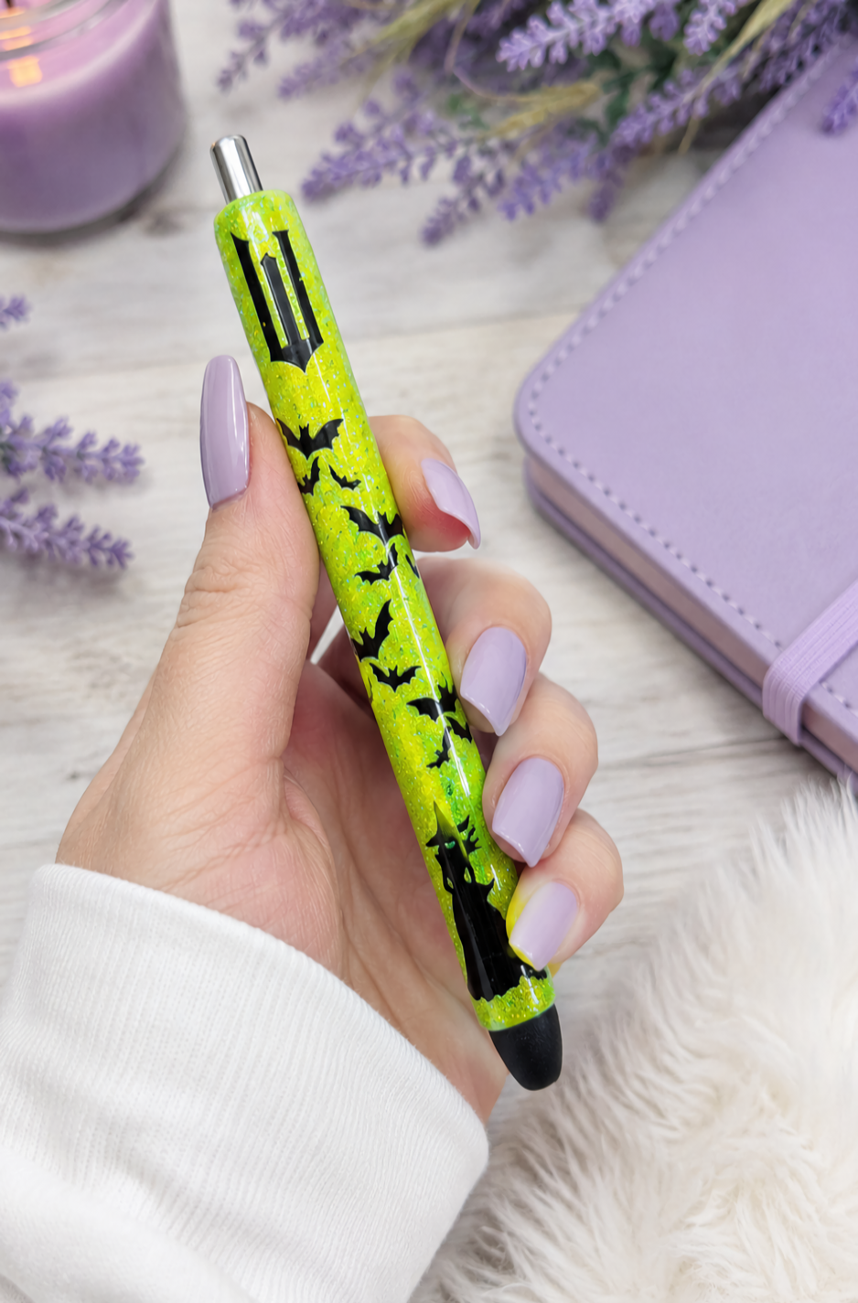 Handmade Wicked Themed Elphaba glitter pen with free refill