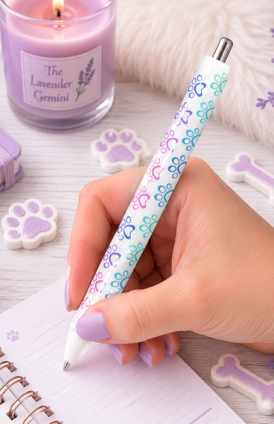 Handmade RainBow Small dog paws glitter pen with free refill