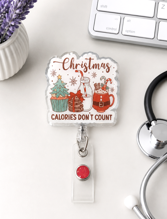 Handmade Christmas Calories Badge Reel