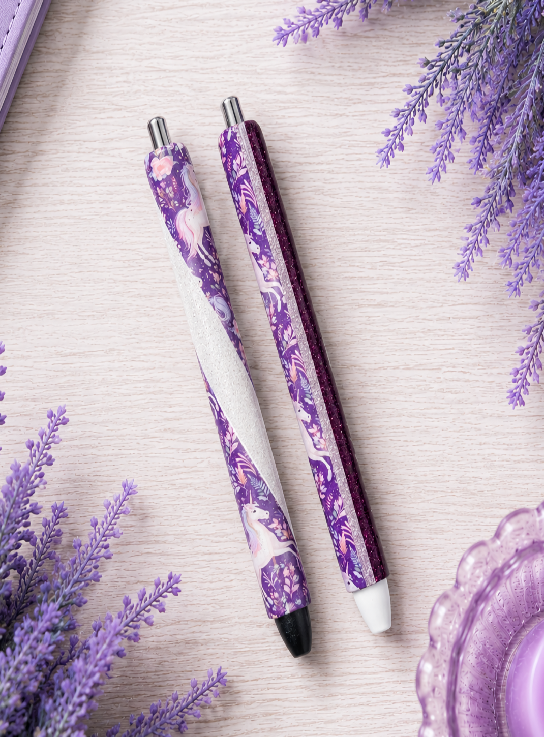 Handmade Majestic Meadows Unicorns  glitter pen with free refill