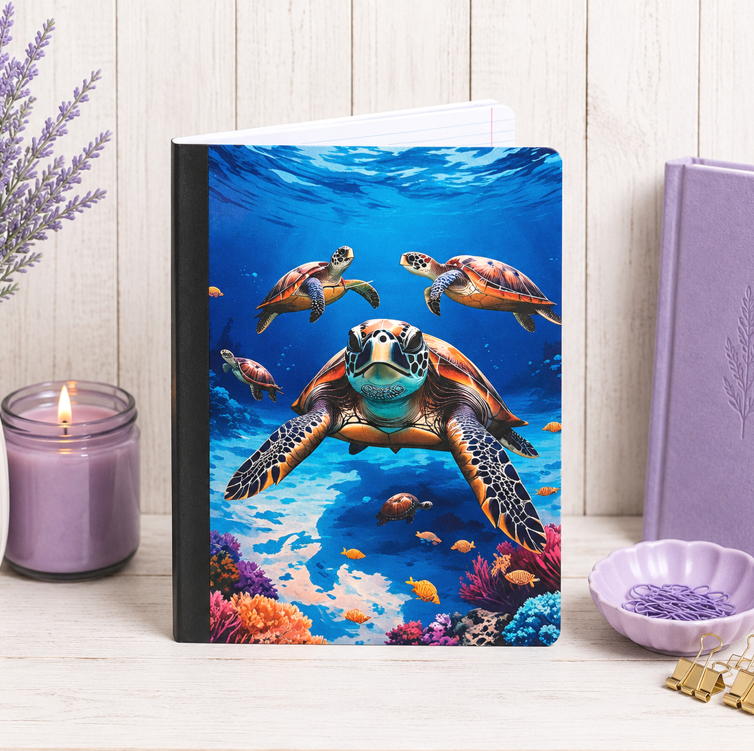 Decorative Vinyl Covered Composition Notebook Sea Turtle 2