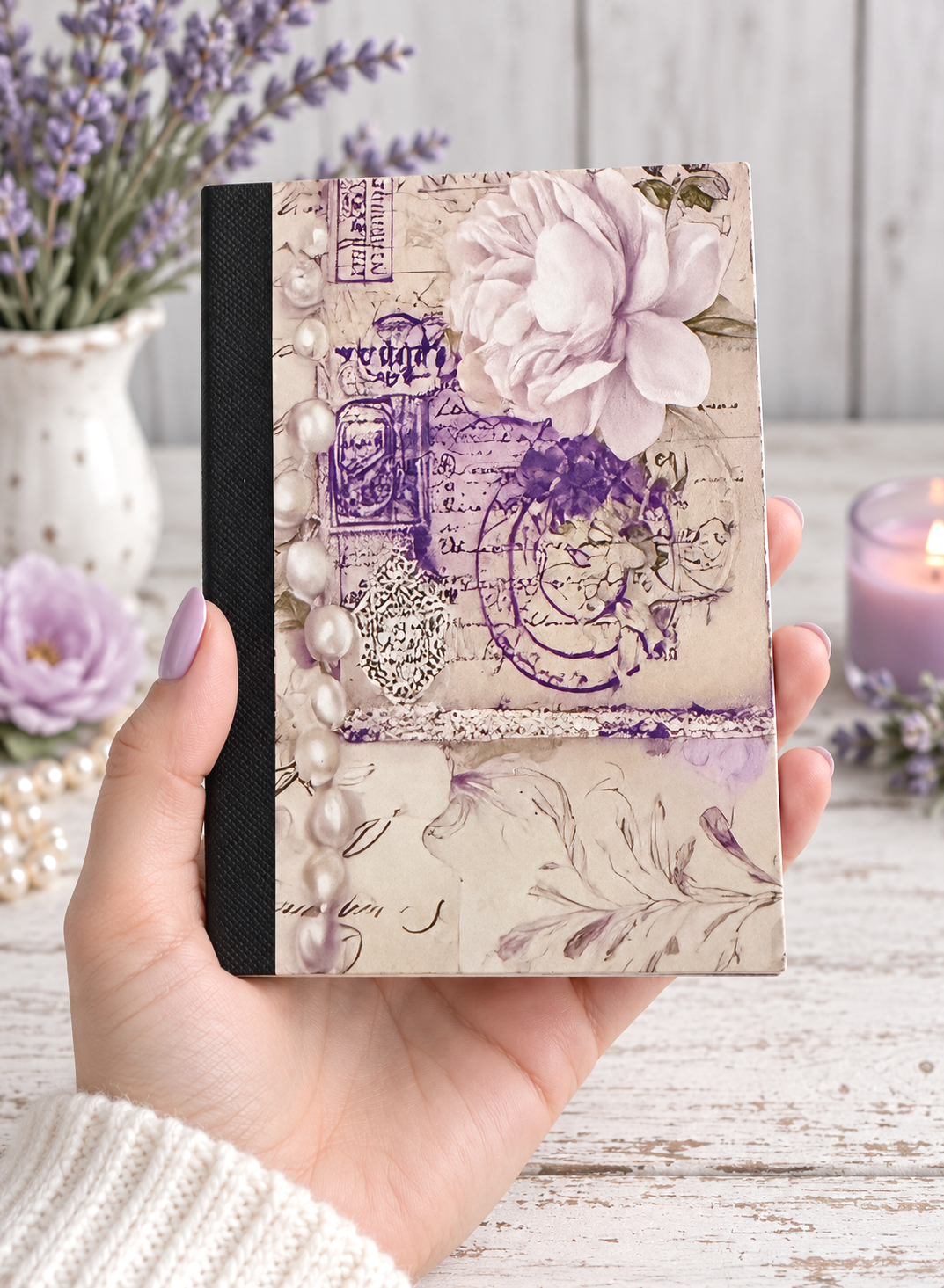Decorative Vinyl Covered MINIATURE Composition Notebook French Lavender