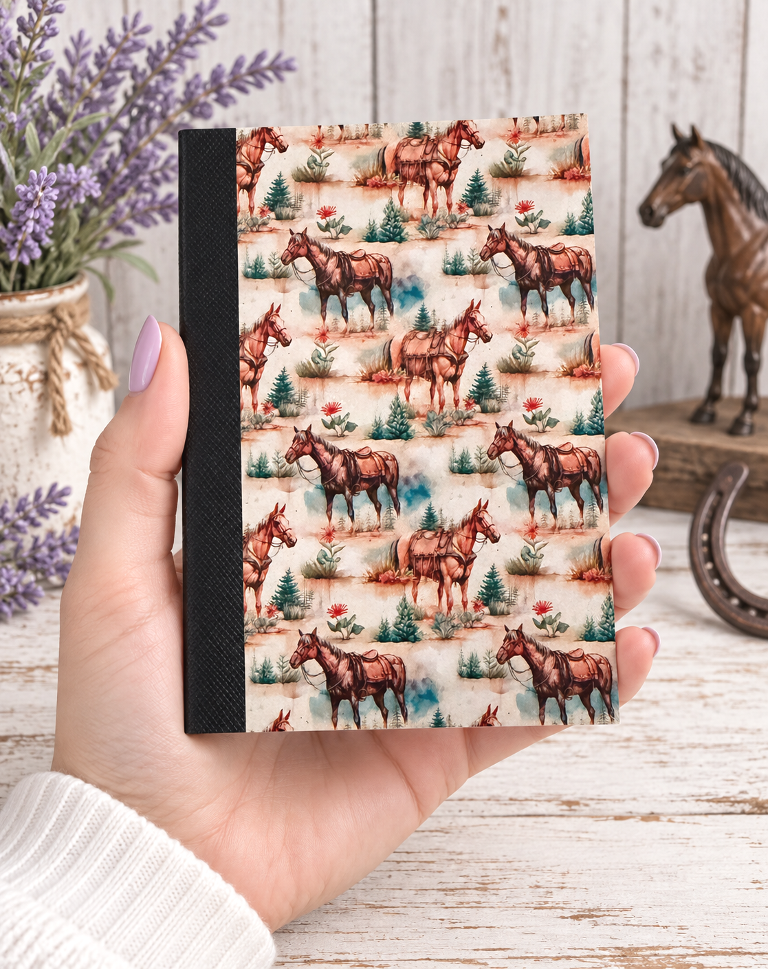 Decorative Vinyl Covered MINIATURE Composition Notebook Horses