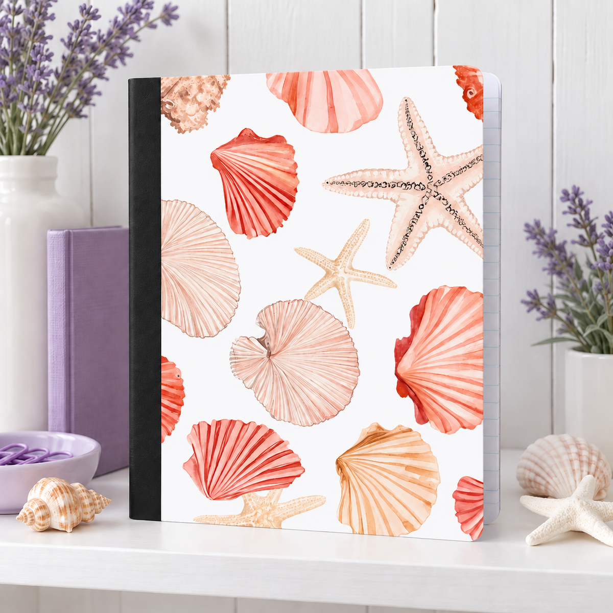 Decorative Vinyl Covered Composition Notebook SEASHELLS