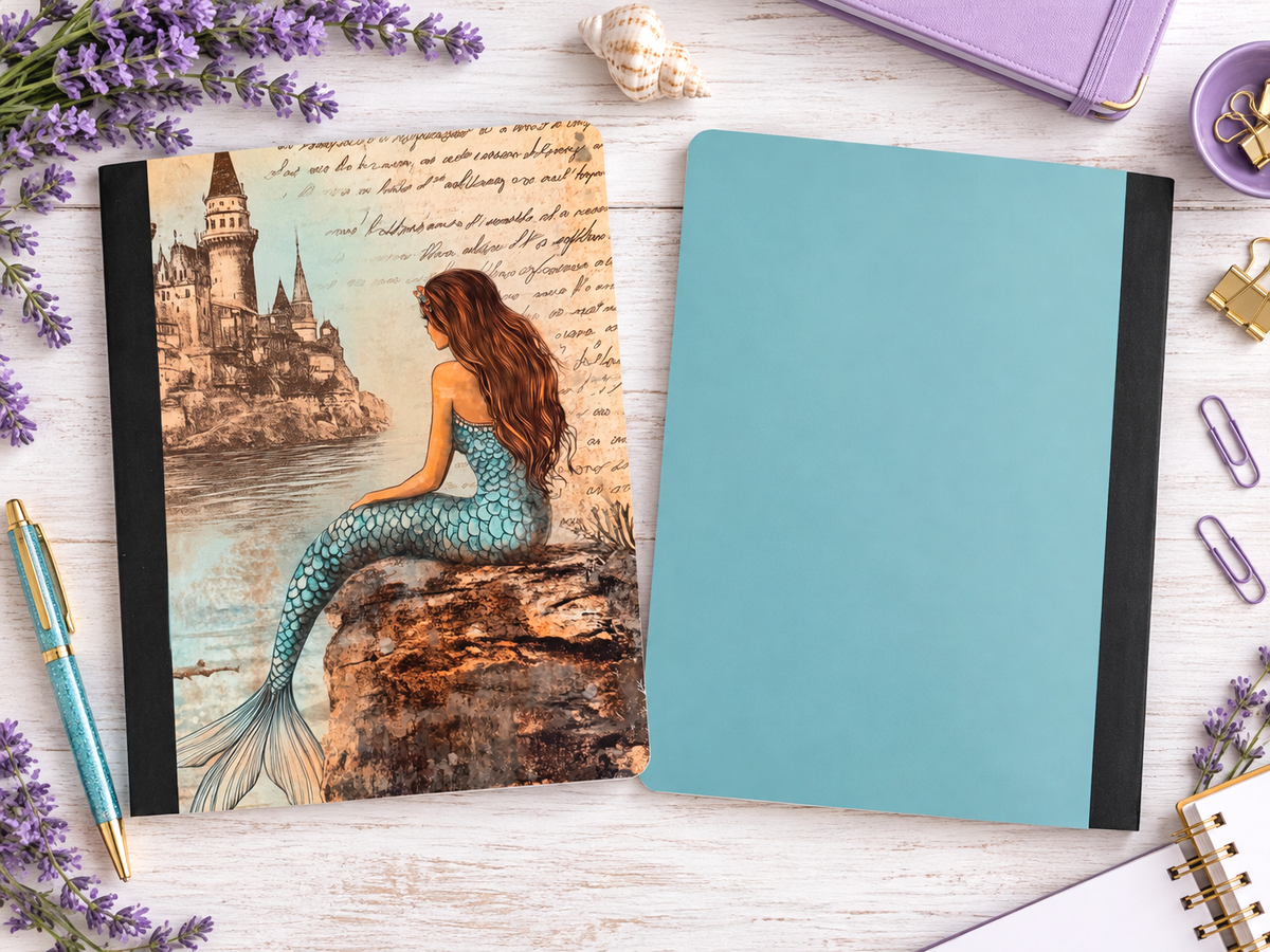 Decorative Vinyl Covered Composition Notebook Elegant Mermaid