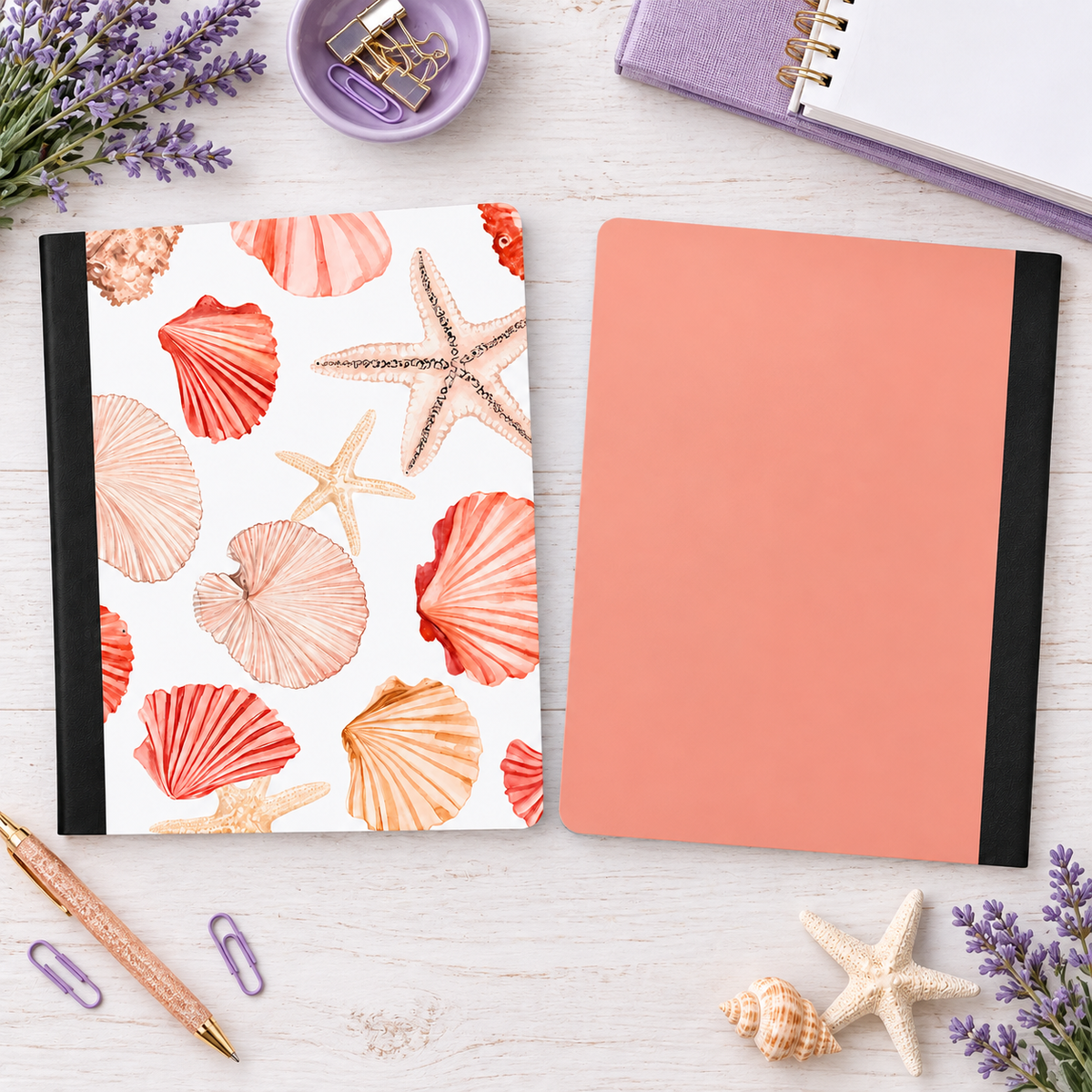 Decorative Vinyl Covered Composition Notebook SEASHELLS
