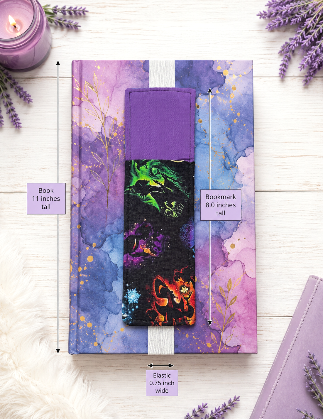 Handsewn Disney Villains  Fabric  Bookmark with Accessory Pocket 3