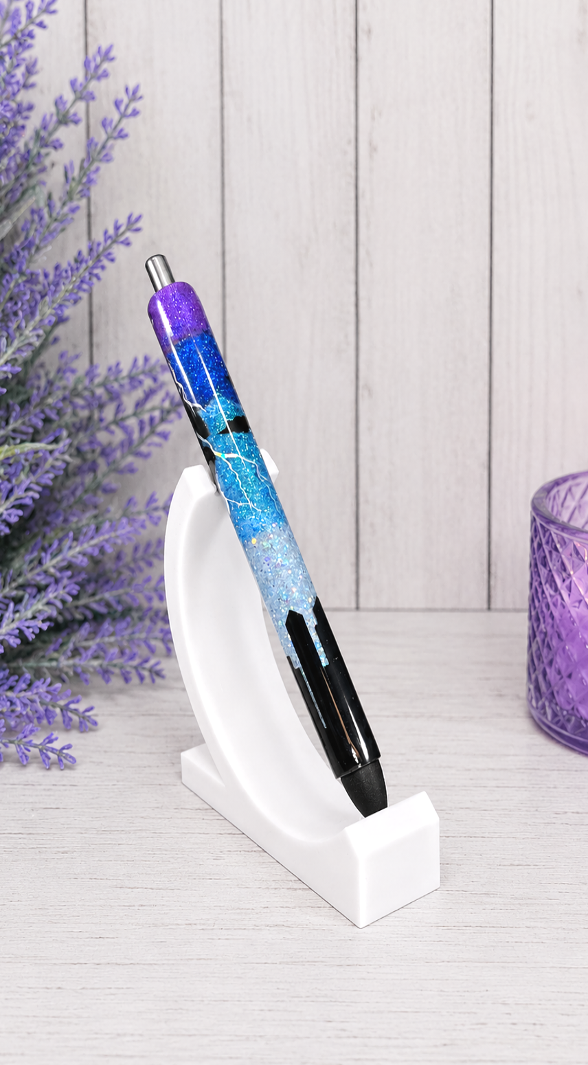 Handmade Cityscape Thunderstorm glitter pen with free refill 1