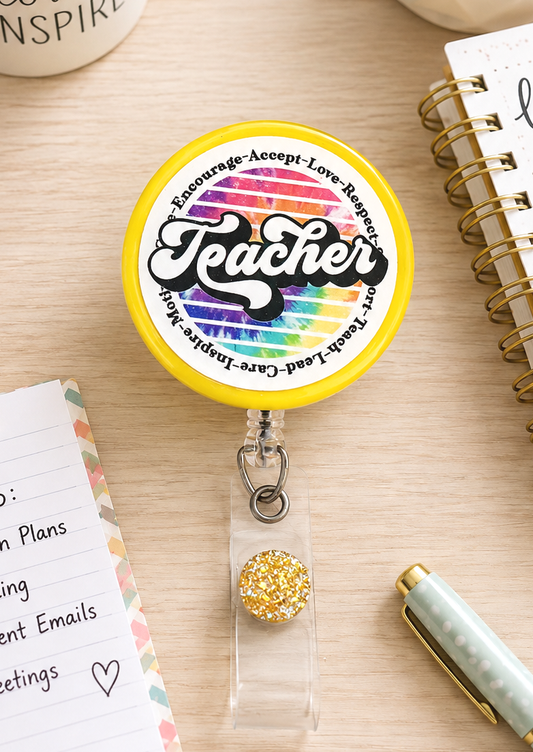 Handmade Teacher Badge Reel
