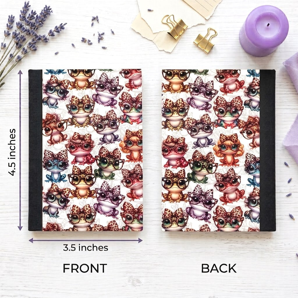 Decorative Vinyl Covered MINIATURE Composition Notebook Cute Frogs
