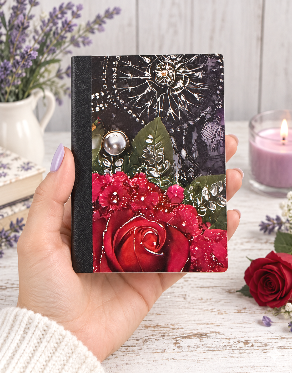 Decorative Vinyl Covered MINIATURE Composition Notebook Steampunk Rose