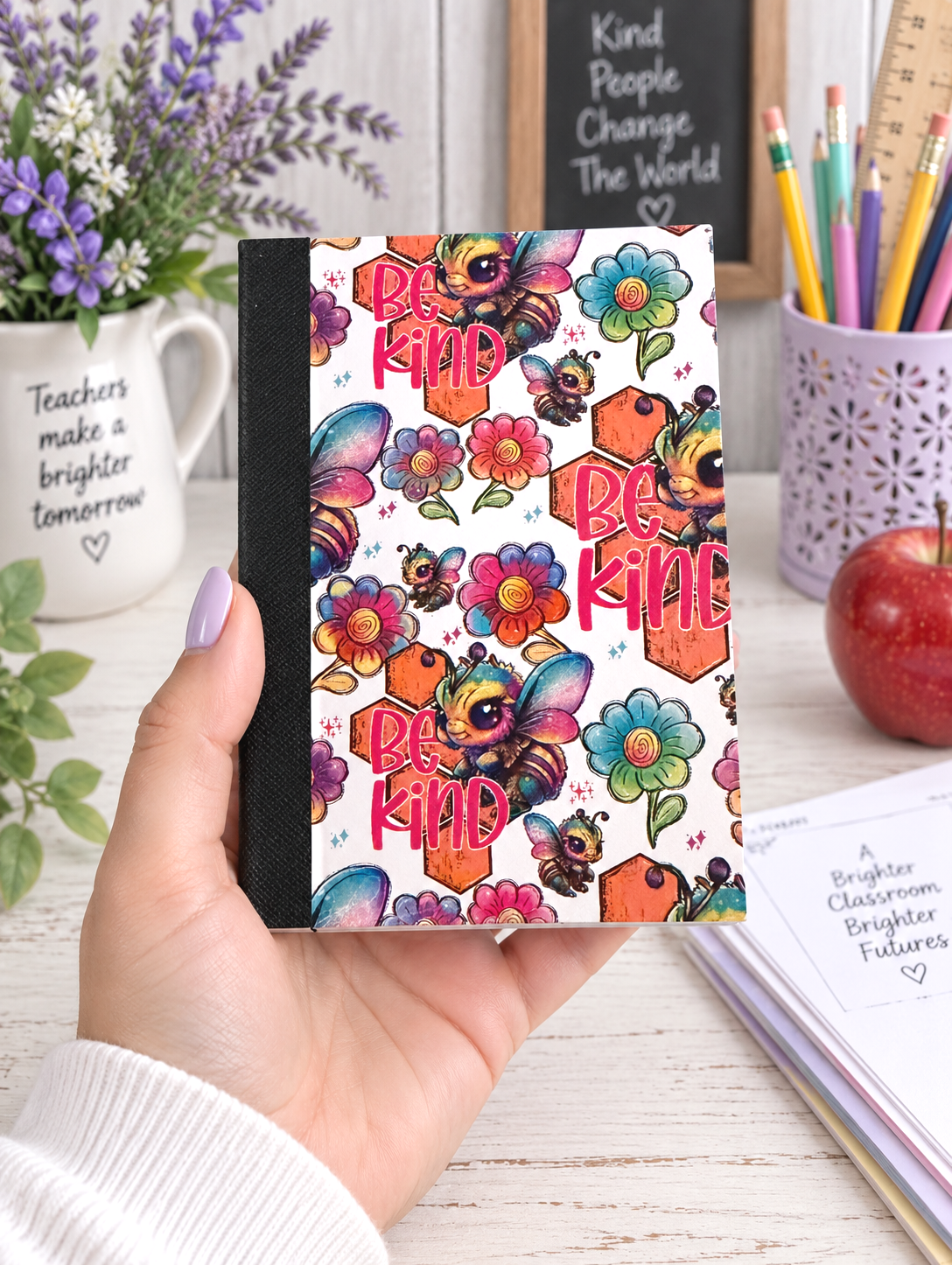 Decorative Vinyl Covered MINIATURE Composition Notebook Bee Kind