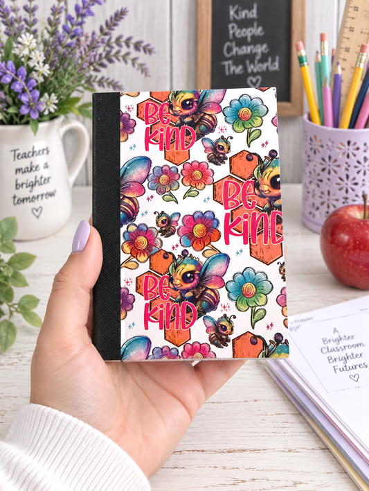 Decorative Vinyl Covered MINIATURE Composition Notebook Bee Kind