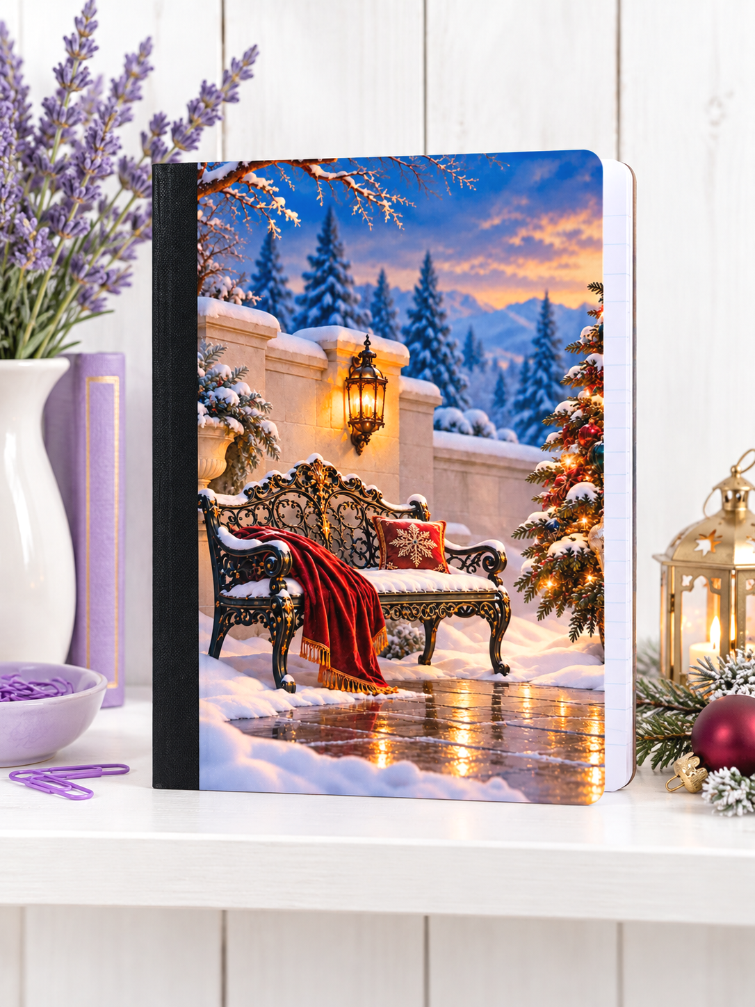 Decorative Vinyl Covered Composition Notebook Christmas Bench