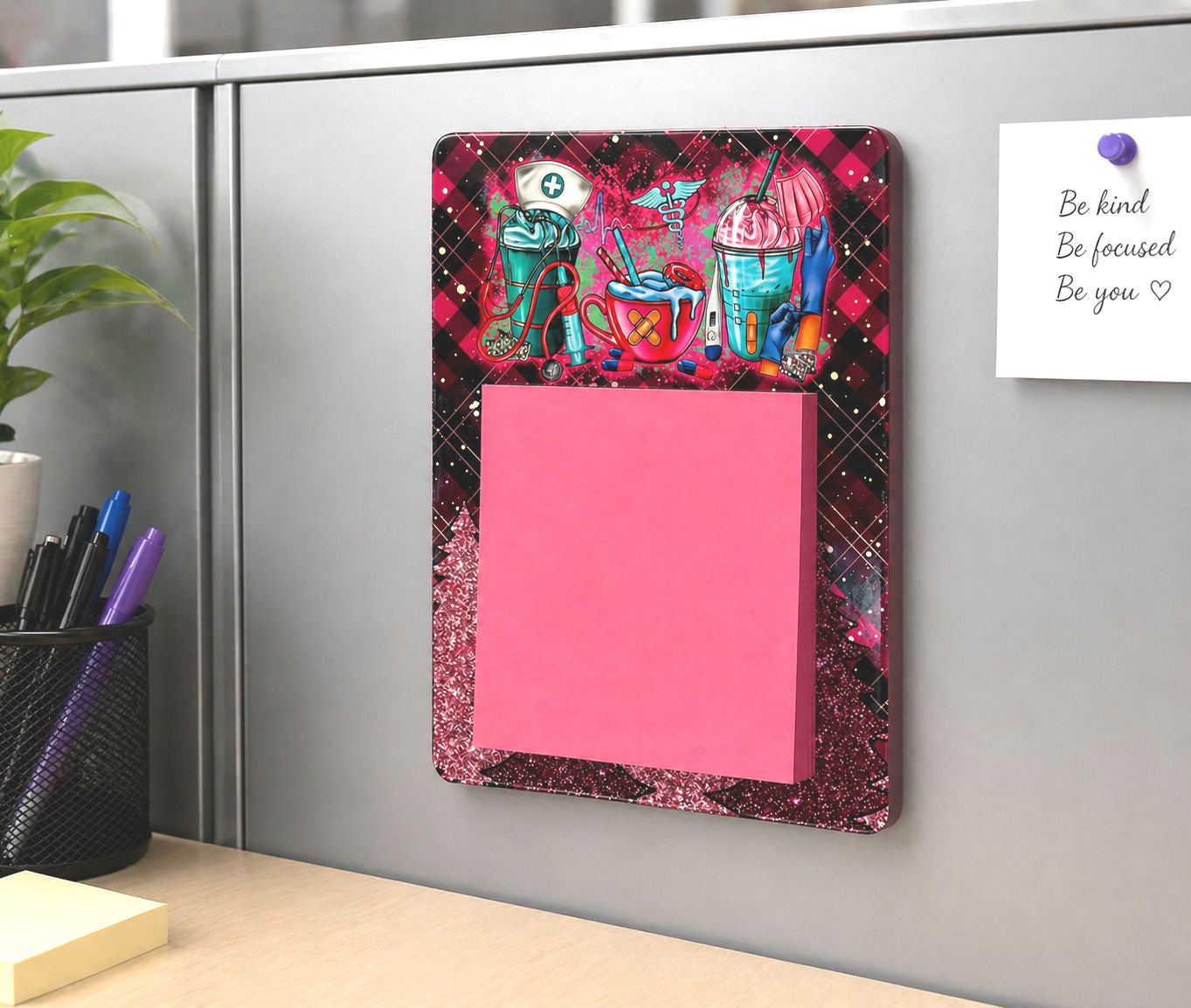 Handmade Nurse Winter Coffee Sticky Note Holder