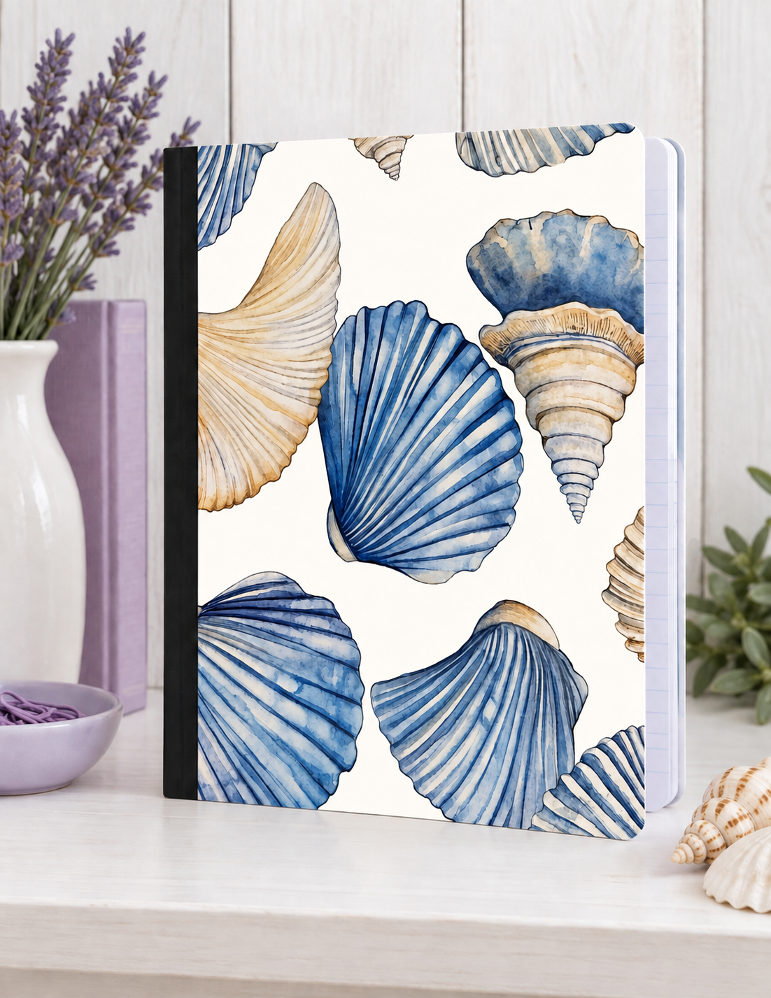 Decorative Vinyl Covered Composition Notebook SEASHELLS