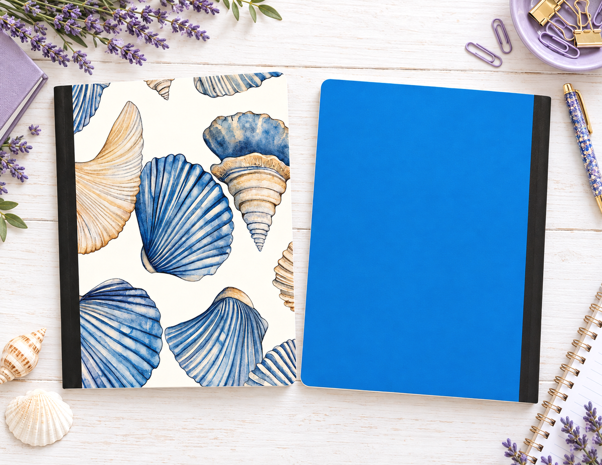 Decorative Vinyl Covered Composition Notebook SEASHELLS