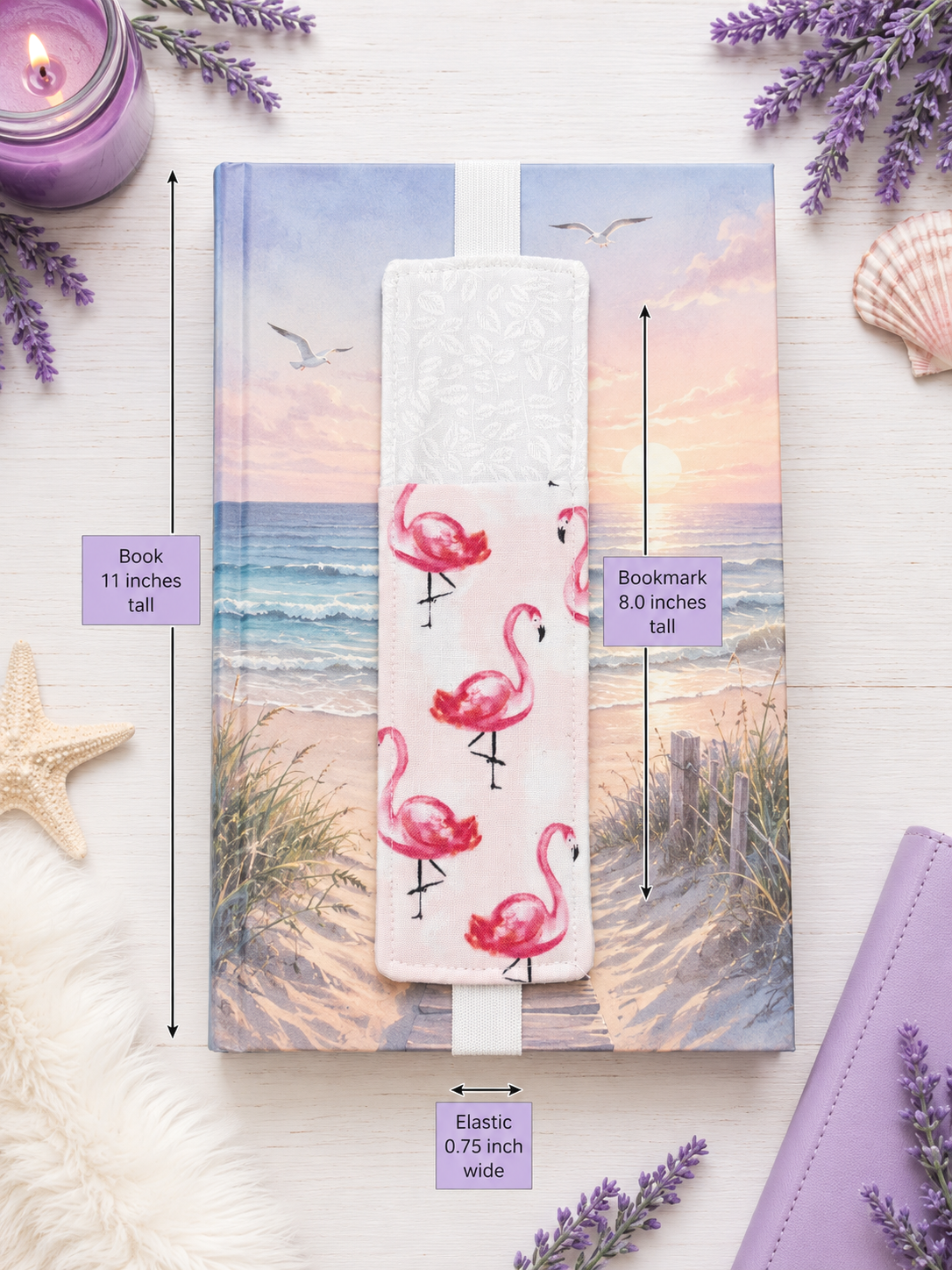 Handsewn Flamingo Fabric Bookmark with Accessory Pocket