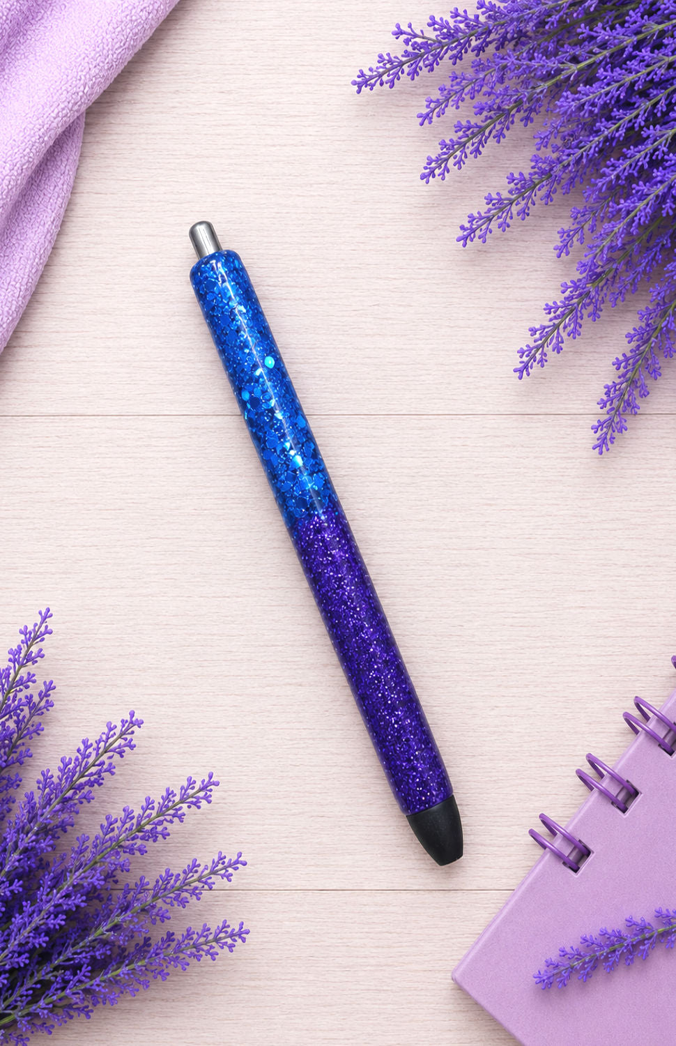 Handmade Blue and Purple ombre glitter pen with free refill