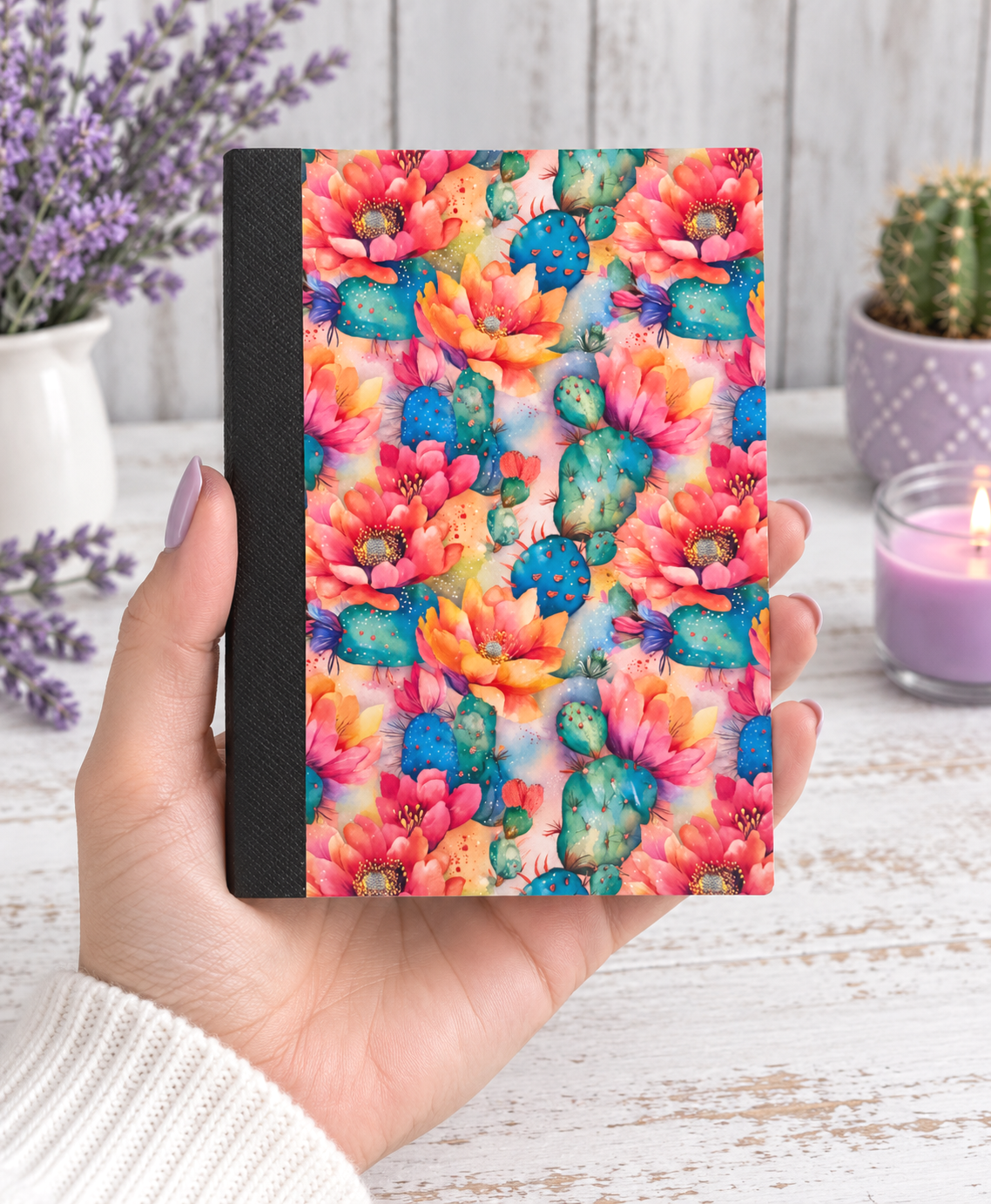 Decorative Vinyl Covered MINIATURE Composition Notebook Cactus