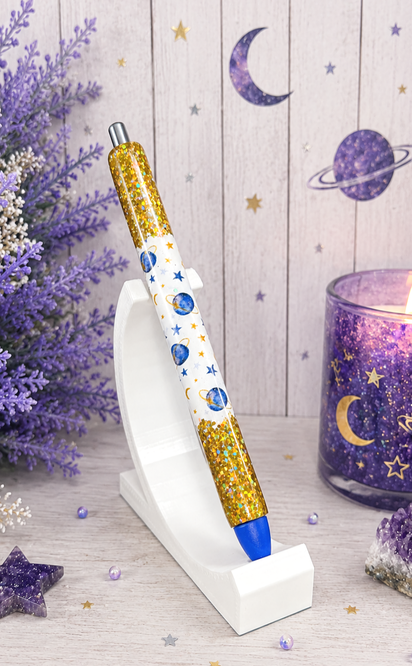 Handmade Planets and Space with gold glitter pen with free refill
