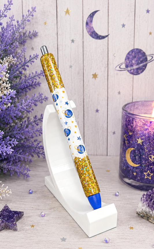 Handmade Planets and Space with gold glitter pen with free refill