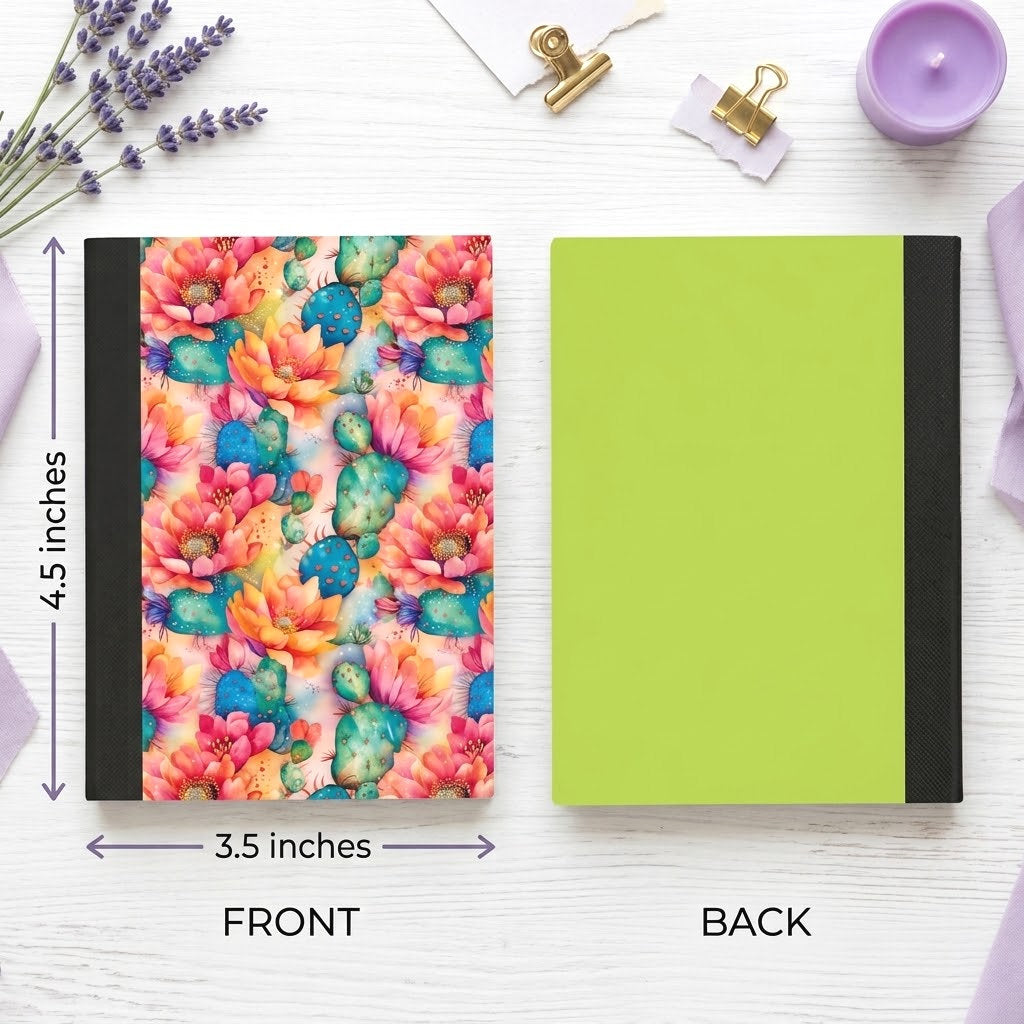 Decorative Vinyl Covered MINIATURE Composition Notebook Cactus