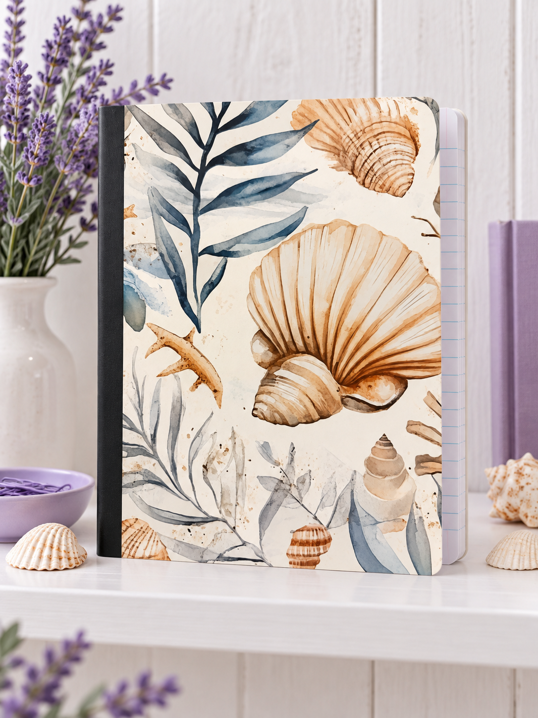 Decorative Vinyl Covered Composition Notebook SEASHELL