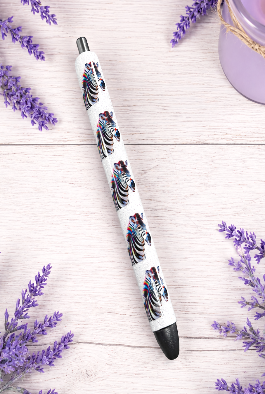 Handmade Zebras glitter pen with free refill