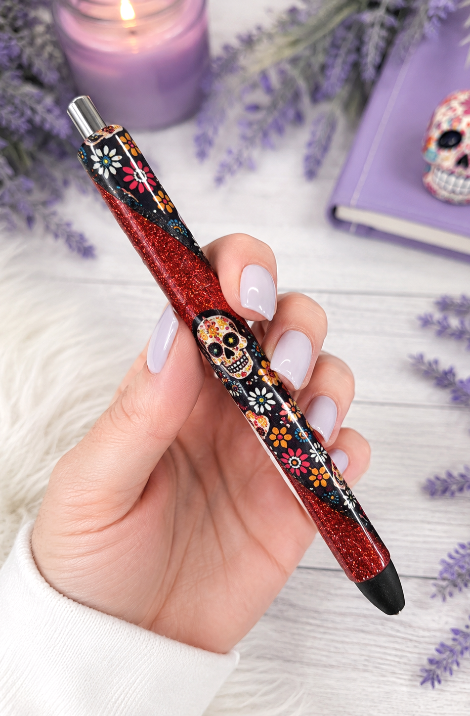Handmade Sugar Skulls  Washi Tape glitter pen with free refills