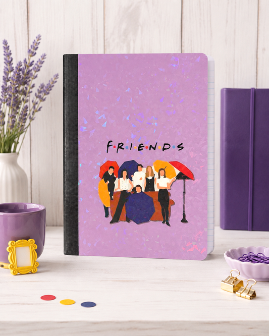 Decorative Vinyl Covered Composition Notebook Holographic Friends