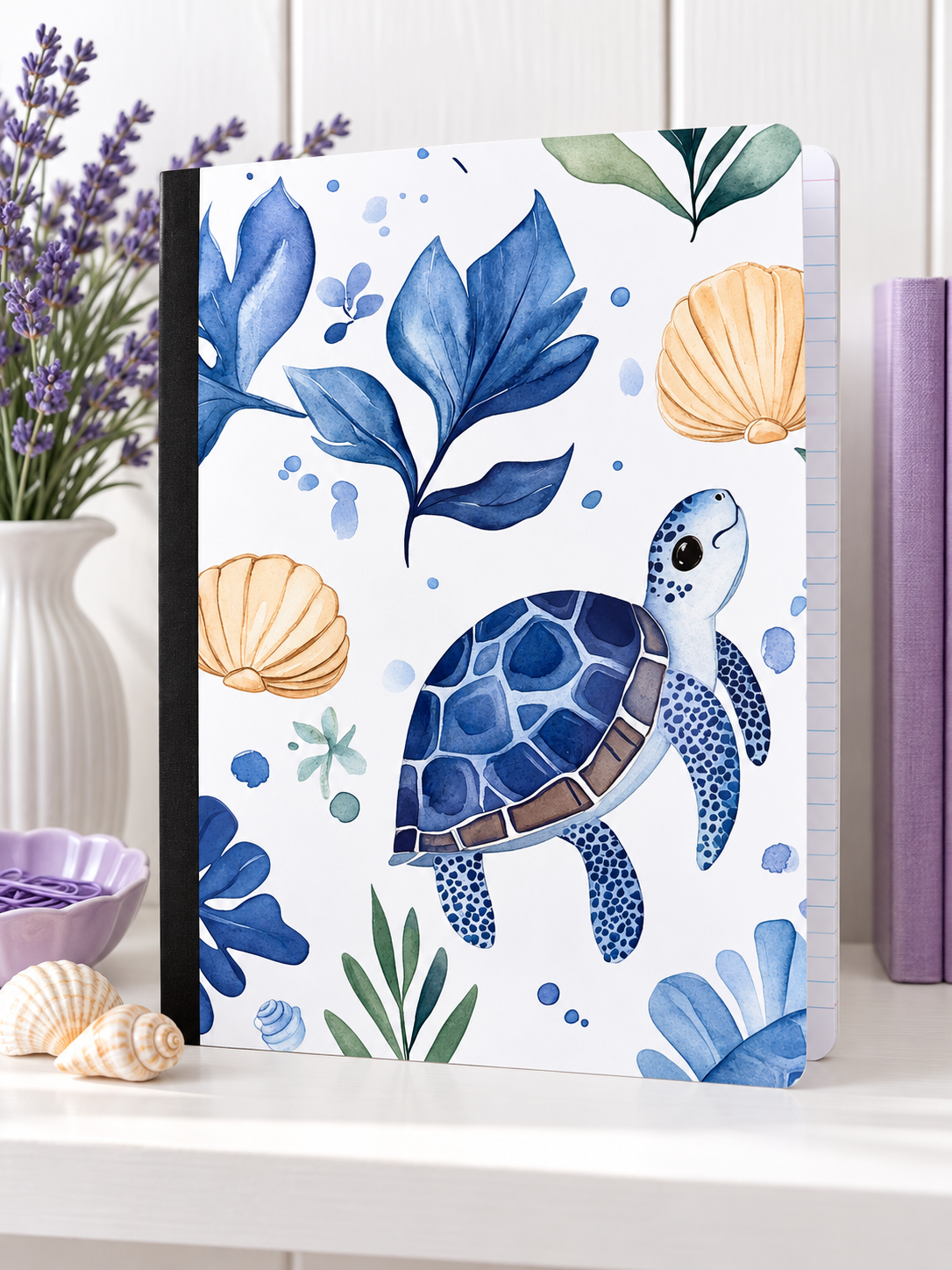 Decorative Vinyl Covered Composition Notebook BABY SEA TURTLE