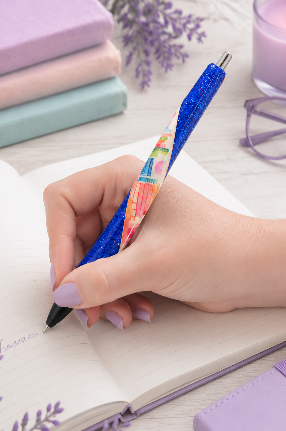 Handmade Book Lover Pen  glitter pen with free refill 2