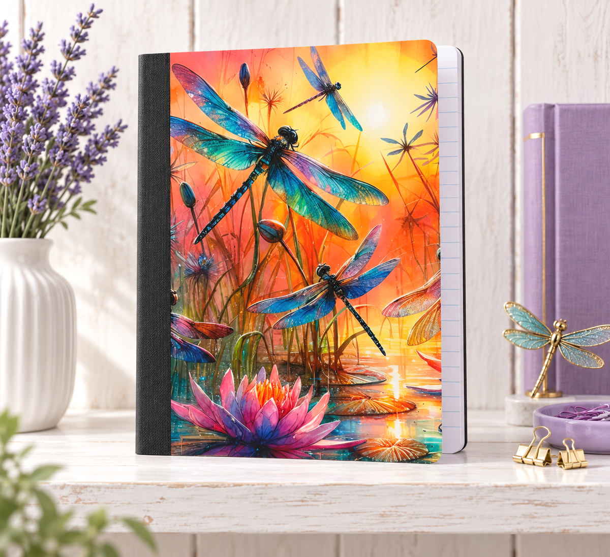 Decorative Vinyl Covered Composition Bright Dragonflies