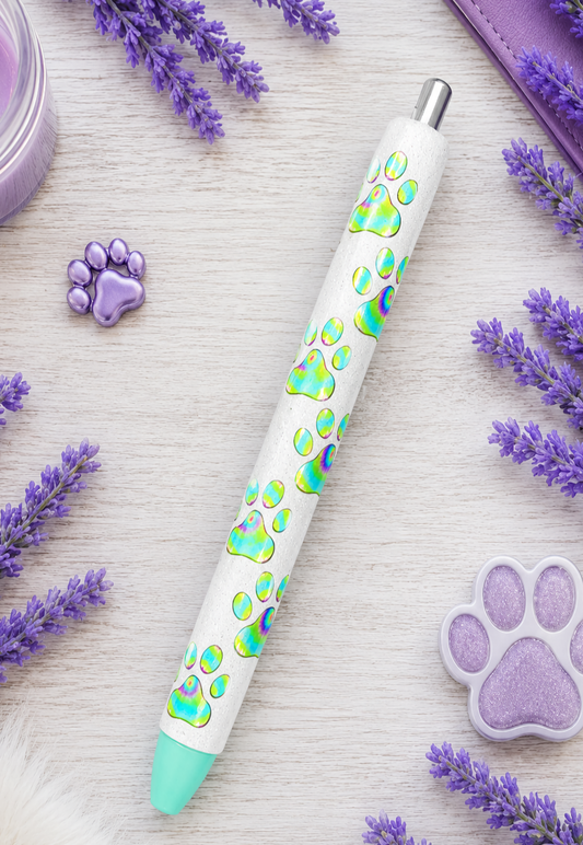 Handmade Tye Dye Dog Paws glitter pen with free refill 2